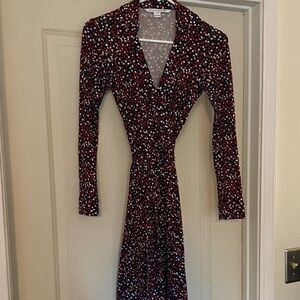 Diane Von Furstenberg Women's Wrap Dress - Red/White/Pink/Blue Heart Size 0